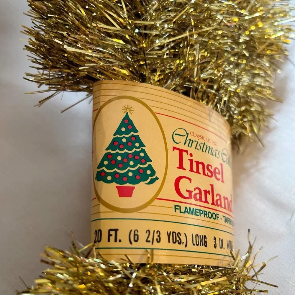 Vintage Zayre Gold Tinsel Garland 20 Ft Classic Living Christmas Decor